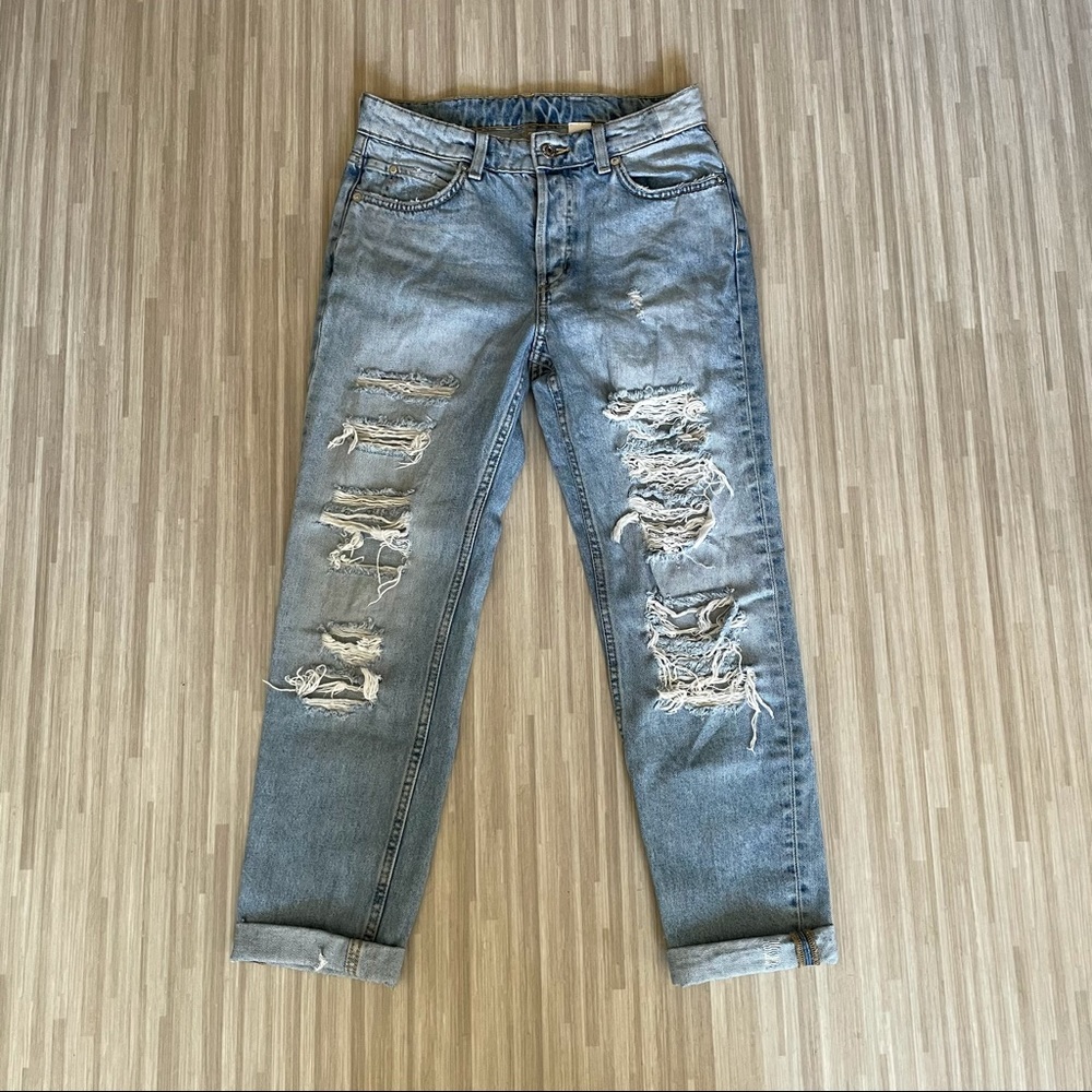 &Denim distressed boyfriend jeans